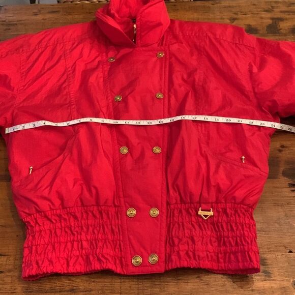 Vintage 90’s Fera Ski Jacket Bright Red Gold Button Detail Sz 16 - Picture 7 of 15